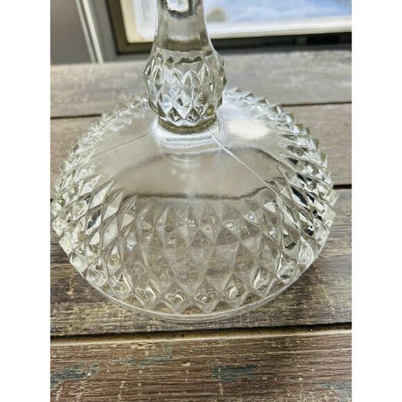 Indiana Glass Diamond Point Compote Vintage Pedestal Bowl Candy Dish - Picture 7 of 16